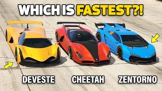 GTA 5 ONLINE  DEVESTE EIGHT VS ZENTORNO VS CHEETAH WHICH IS FASTEST [upl. by Thisbee51]