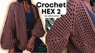 Crochet Hex 2 Cardigan XS5XL  Pattern [upl. by Ariad]