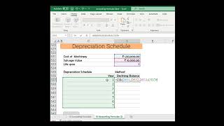 Declining Balance Depreciation schedule in Excel shortfeed excel shorts mexcel excelformula [upl. by Rodenhouse]