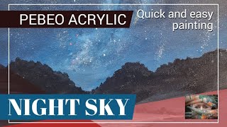 Night sky A simple acrylic painting technique Using Pebeo heavy body acrylic Simple landscape [upl. by Esom903]