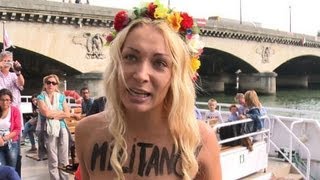 Femen rally in Paris against Russia Greenpeace detention [upl. by Trubow955]