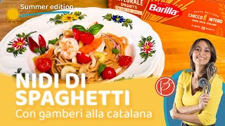 Nidi di spaghetti integrali con catalana di gamberi  Benedetta Parodi Official [upl. by Terryn]