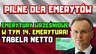 ⚡️PILNE DLA EMERYTÓW❗️Wrześniowa EMERYTURA w tym 14 emerytura ZUS dostarczył obliczenia  Tabela [upl. by Eniamsaj]