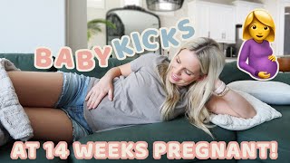 FIRST Baby Kicks at 14 Weeks PREGNANT 👶🏼 [upl. by Mehitable]