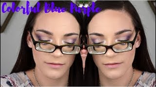 Colorful Blue Eye Makeup for Glasses  MMM [upl. by Eelytsirk]