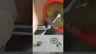 Pinion making for a Omega watch  watchmaker tool [upl. by Esinnej]