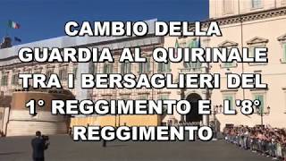 Cambio della guardia al Quirinale tra i Bersaglieri del 1° Reggimento e l8° Reggimento [upl. by Petes]