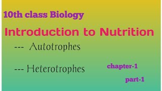 Introduction to Nutrition  10th class biology  Autotrophes Heterotrophesbiologykeerthisphere [upl. by Eittap]