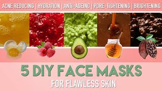 5 DIY FACE MASKS for flawless skin  Homemade Natural ACNE remedies  Anti Ageing etc  PEACHY [upl. by Danete847]