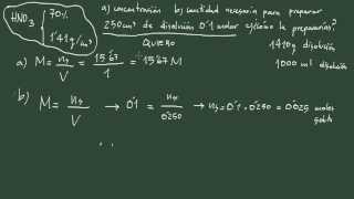 4 Ejercicio disolución IV preparación e una disolución a partir de una disolución comercial [upl. by Amoihc]