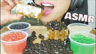 ASMR POPPING BOBA BLACK PEARLS HONEYCOMB POPULAR SWEETS STICKY EATING SOUNDS NO TALKING  SASASMR [upl. by Gaige]