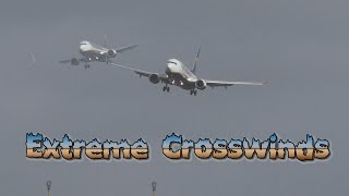 EXTREME Crosswind Landings Two Ryanair GoAround Missed Approach with ATC bad weather [upl. by Byrann28]