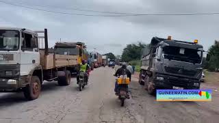 Calvaire des usagers de la route suite à linterruption de la circulation à Djoumayah Dubréka [upl. by Kissie]