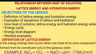 FORM 4 HEAT OF SOLUTION LATTICE AND HYDRATION ENERGY [upl. by Roose]