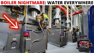 HVAC Commercial LAARS Boiler NIGHTMARE Water All Over The Floor Boiler Not HeatingLeaking Water [upl. by Puett]