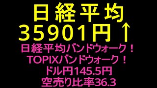 日経平均バンドウォーク！ＴＯＰＩＸバンドウォーク！半導体上昇するのか？ソシオネクスト上昇！ [upl. by Retsevel715]