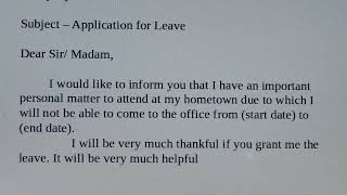 How to write leave letter to managerHow to write leave letter application  Vacation Leave Letter [upl. by Nwadrebma]