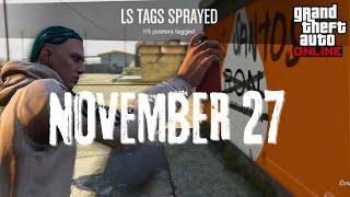 LS TAGS LOCATIONS NOVEMBER 27 IN GTA ONLINE [upl. by Choong]