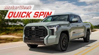 2022 Toyota Tundra iFORCEMAX Hybrid  MotorWeek Quick Spin [upl. by Sac495]