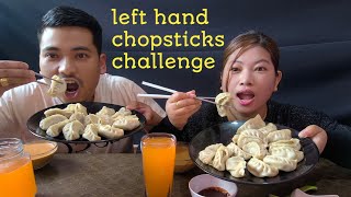 chopsticks eating challenge Momo eating challenge momo mukbang  nepali asmr eating  asmr eating [upl. by Dirgis]