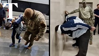 Moscow terror attack Blindfolded suspects taken for interrogation [upl. by Carlo]