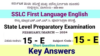 SSLC First Language English 15 E Preparatory Question Paper Key Answers 2024 Karnataka Adarsha [upl. by Pani]