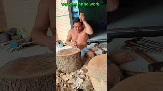 Crafting a Traditional Wooden Drum from Scratch 1 shorts crafting handmadedrum [upl. by Hansen]