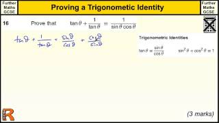 Proving a Trigonometric Indentity GCSE Further Maths revision Exam paper practice amp help [upl. by Nyla]