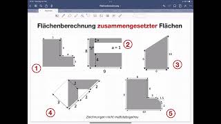 Zusammengesetzte Flächen berechnen  5 Beispiele [upl. by Ueihtam1]