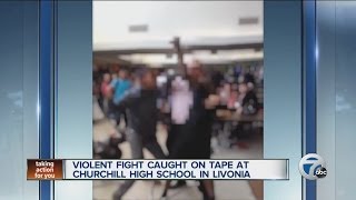 Violent fight caught on tape at Churchill High School in Livonia [upl. by Hitchcock724]