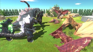 Team Winged King Ghidorah VS Team Mele Ultimate Godzilla  Animal Revolt Battle Simulator [upl. by Elianore969]