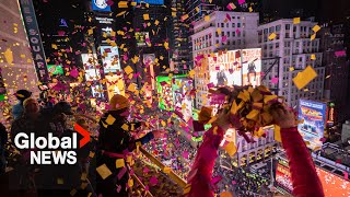 New Year’s 2024 New York City celebrates with iconic ball drop at Times Square [upl. by Hurley260]