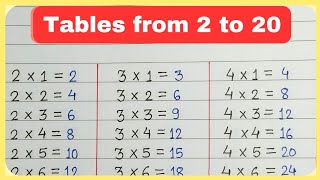 tables from 2 to 20  tables  maths  tables 1 to 10 [upl. by Bergen625]