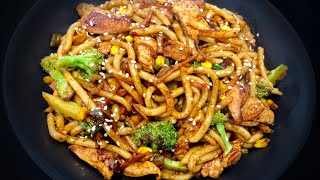 Stir fried Udon noodles  Chicken Udon noodles  Easy and quick Stirfry Udon noodles Recipe [upl. by Ayekram]