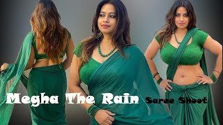 Megha The Rain Presents Saree Fashion shoot18in gorgeous and hot plane green saree sareelover [upl. by Auhel]