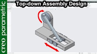 Rotary slider mechanism  Top down assembly design in Creo Parametric [upl. by Ahsitruc]