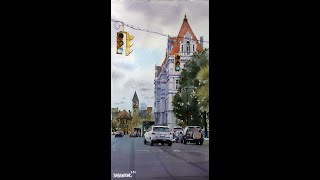 Cityscape Watercolor Albany NY by Sabir Nazar [upl. by Mitch959]