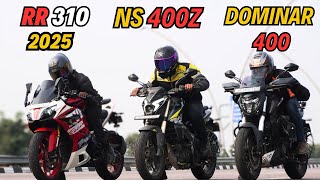 2025 Apache RR310 vs Pulsar NS400Z vs Dominar 400 Drag Race 🔥🔥 [upl. by Urion]