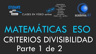 Criterios de divisibilidad por 2 3 4 5 6 y 7 parte 1 de 2  Mútiplos y Divisores  MATEMÁTICAS [upl. by Christean727]