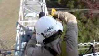 Lineman installing shield wire bond [upl. by Bently]