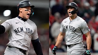 Aaron Judge and Giancarlo Stanton go BACKTOBACK off Emmanuel Clase to TAKE THE LEAD in ALCS Game 3 [upl. by Rehptosirhc]