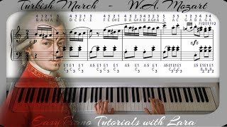 Turkish March  Rondo alla Turca Mozart Slow Easy Piano Tutorial  Letter Notes [upl. by Kalle]