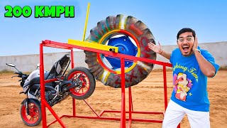 Giant Tractor Tyre Launcher 200 Kmph Super Powerful [upl. by Malley]