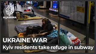 Ukraine war Kyiv residents shelter in subway amid Russian bombing [upl. by Recor584]