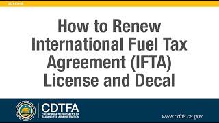 How to Renew International Fuel Tax Agreement IFTA License and Decal [upl. by Jania]