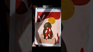 Boho Style 🎨🖌 painting boho girl hair bohoart leaves artwork artist shorts youtubeshorts [upl. by Idnym]