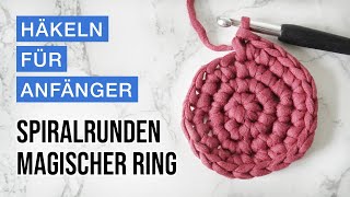 Häkeln lernen  Grundtechnik für Amigurumi – In Spiralrunden am Magischen Ring häkeln [upl. by Carilyn]