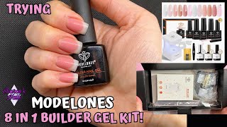 Trying Modelones 8 in 1 Builder Gel Kit from Amazon  How to do Reverse French BIAB Nails [upl. by Lodie]