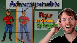 Achsensymmetrie Klasse 6  Figur an Achse spiegeln  einfach und mit Beispiel erklärt [upl. by Ydnim]