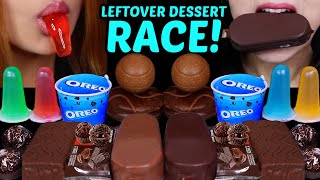 ASMR LEFTOVER DESSERT RACE OREO ICE CREAM SUNDAE GIANT CHOCOLATE ICE CREAM BARS RAINBOW JELLY 먹방 [upl. by Hazeefah414]